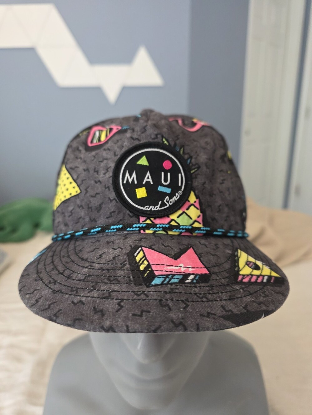 Maui and Sons Savage Retro Rope Snapback Hat All Over Print Shark 80s 90s Surf